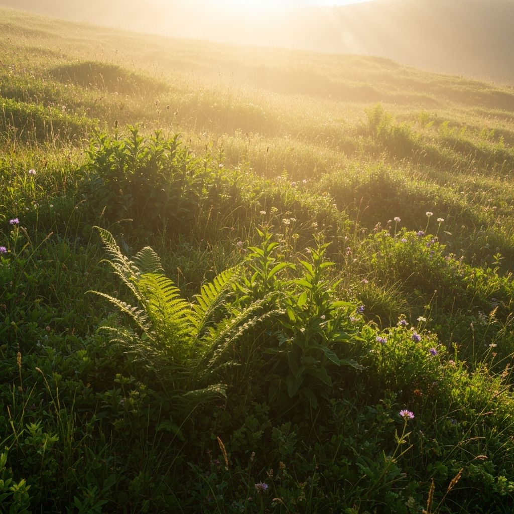 Sonnenstrahlen auf Alpenwiese
