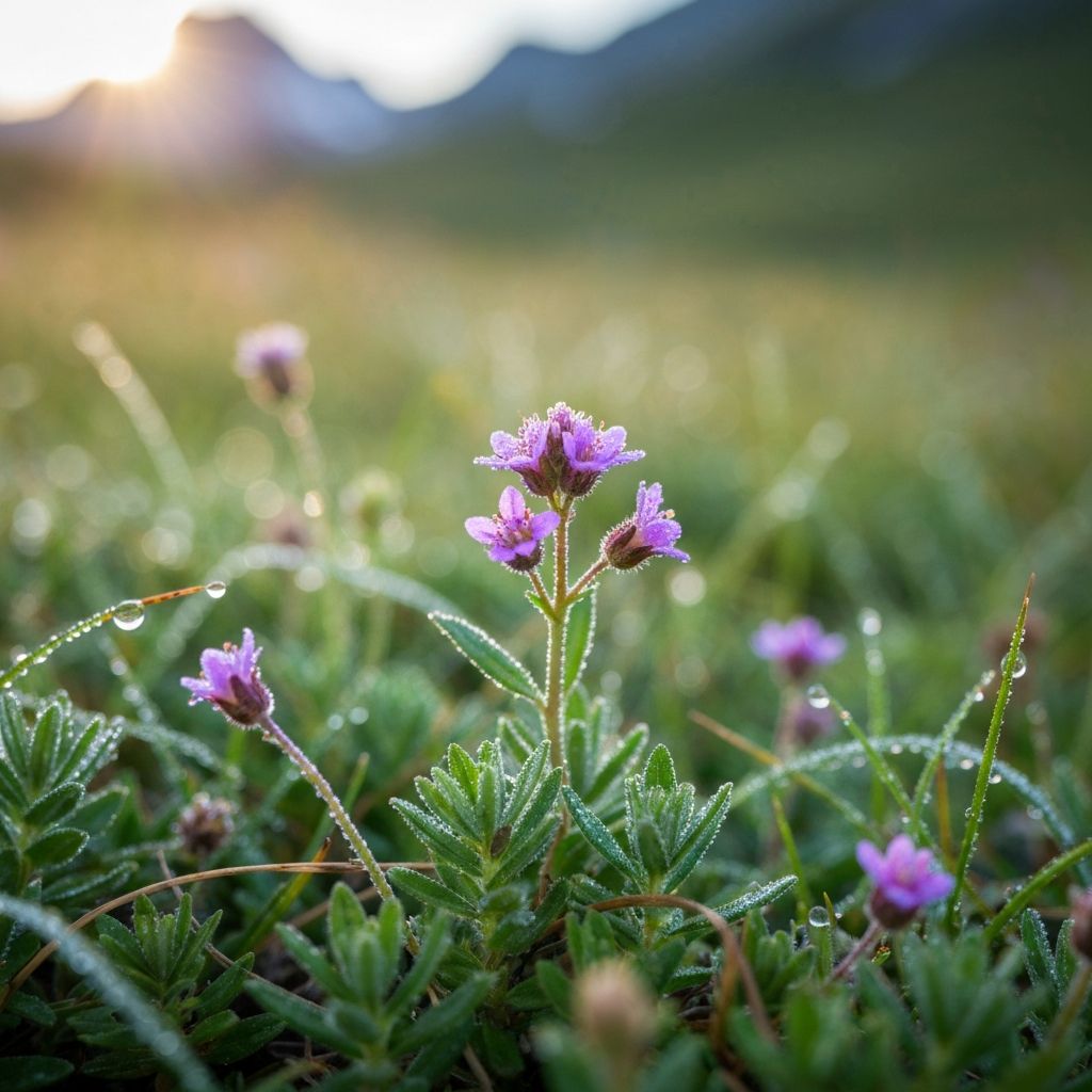 Alpine Kräuter mit Morgentau